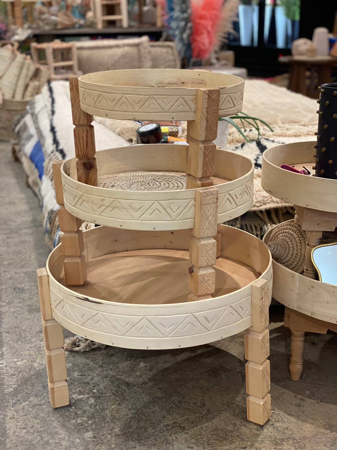 Moroccan Wooden Table, Handmade Table Set, Natural Table – The
