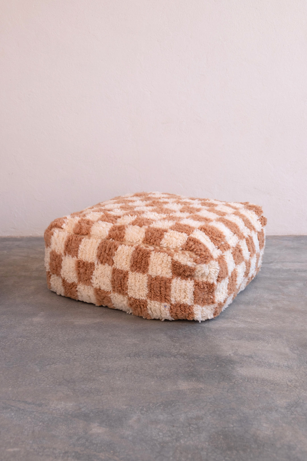 Checkered Moroccan Pouf, Handmade Ottoman, Floor Pillow – The